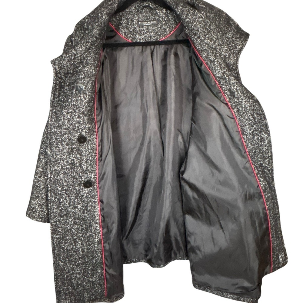 Preston & York Womens Overcoat‎ 26 Black White Tweed Asymmetrical Collar Wool - Picture 3 of 7